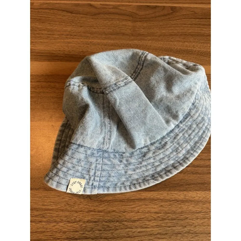 Zara Kids Unisex Washed Denim Cotton Lightweight Summer Bucket Hat Blue